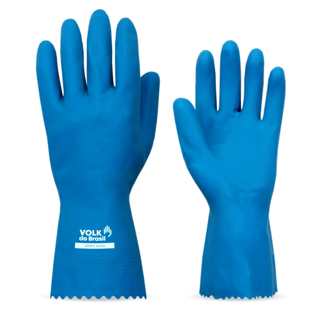 LUVA P- M- G  VERNIZ SILVER AZUL LATEX PAR CA 38662 - BOMPACK