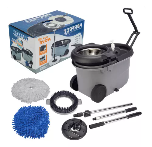 MOP PRO 360 MOVE 16L COM CESTO INOX E 3 REFIL COM CABO 1.60M - PERFECT