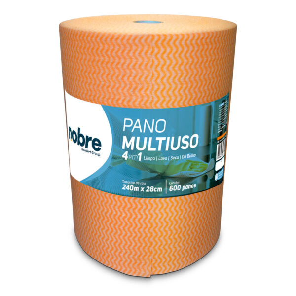 PANO MULTIUSO 30X25CM 30M LARANJA ROLO BOBINA COM 50 PANOS - NOBRE